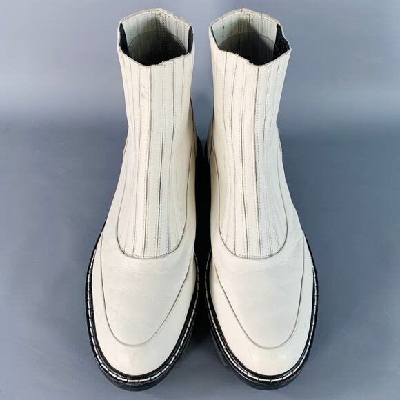 RAG & BONE Size 10 White Leather Pull On Ankle Boots - Picture 4 of 12